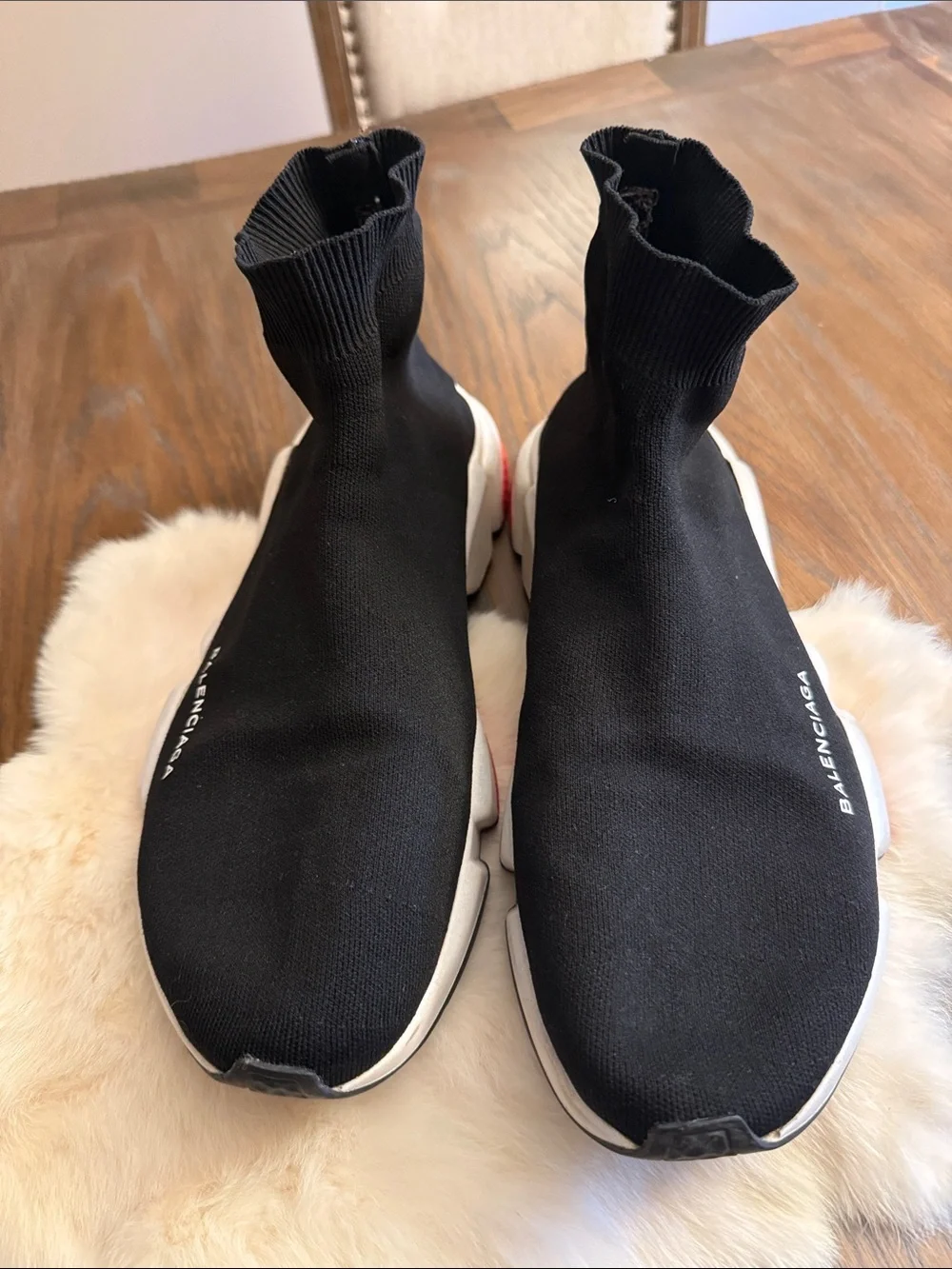 Balenciaga Speed Trainer Sock Sneakers Black Red White 12.5